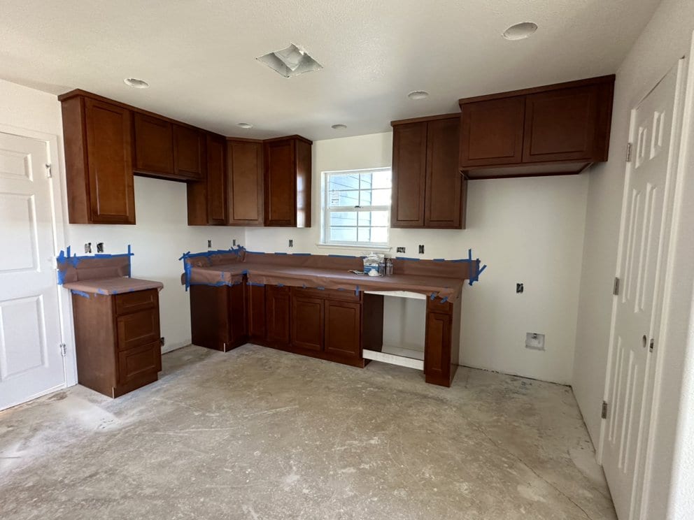 Kitchen rebuild with new cabinetry going in ahead of countertops