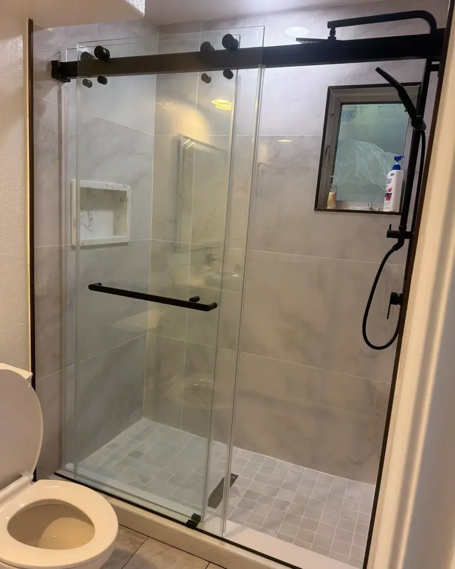 After: Walk-In Shower Rebuild in Water-damaged bathroom, taken back to the studs